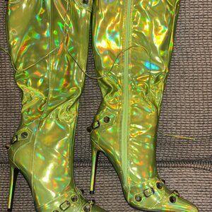 Cape Robbin Pointed Toe Stilletto Knee High Boots with Tassels